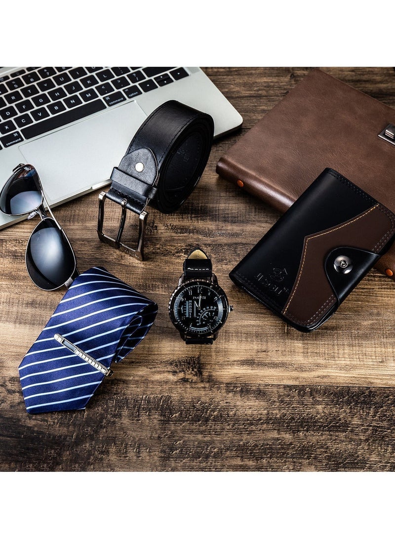 جيسو طقم هدايا أنيق للرجال من 5 قطع - ساعة يد، نظارات شمسية، محفظة جلدية، حزام وميدالية - الهدية المثالية للرجل العصري - Image 4